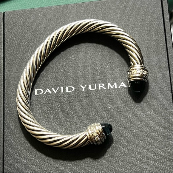 Hampton Blue Topaz David Yurman Cable bracelet Sterling Silver and Diamonds - Picture 7 of 11